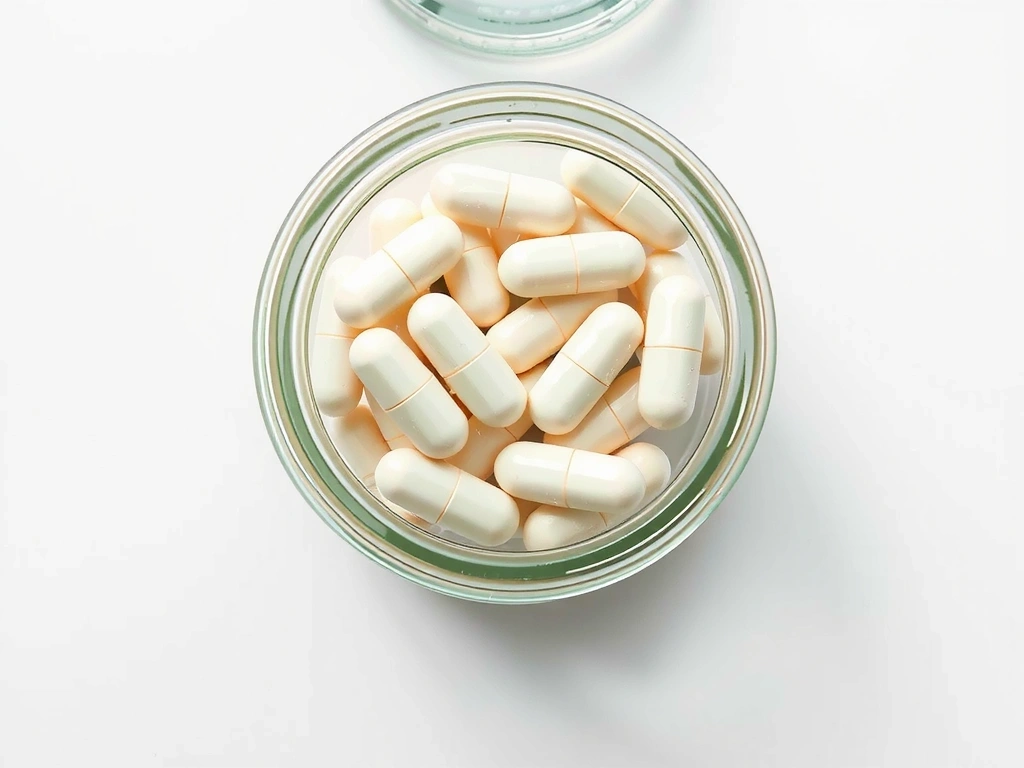 Gros plan sur des capsules de magnésium dans un flacon élégant